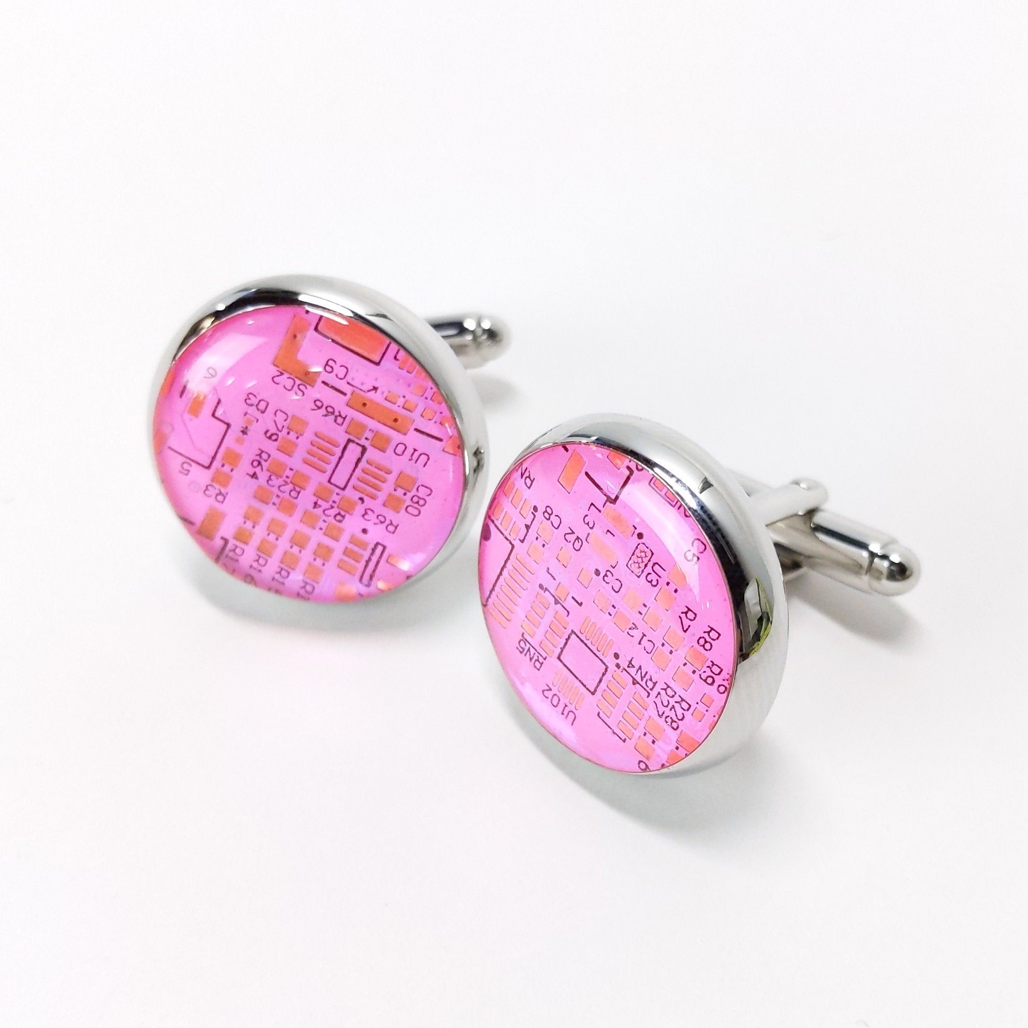 Pink Circuit Board Cufflinks - TechWears Ltd